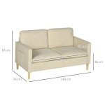 Beige Modern Two-Seater Sofa with Pockets