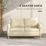 Beige Modern Two-Seater Sofa with Pockets