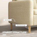 Beige Modern Two-Seater Sofa with Pockets