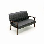 Modern 2-Seater Grey Linen Tufted Sofa Couch