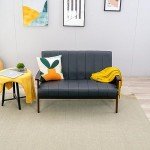 Modern 2-Seater Grey Linen Tufted Sofa Couch