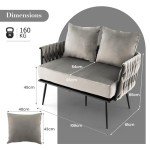 Gray Velvet 2-Seater Loveseat Sofa with Pillows