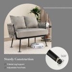 Gray Velvet 2-Seater Loveseat Sofa with Pillows