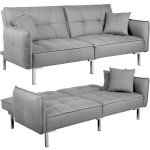 Grey 3-Seater Click Clack Sofa Bed