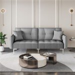 Grey 3-Seater Click Clack Sofa Bed
