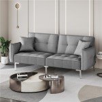 Grey 3-Seater Click Clack Sofa Bed