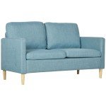 Modern Blue 2-Seater Sofa with Pockets