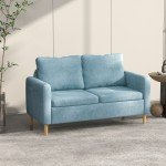 Modern Blue 2-Seater Sofa with Pockets