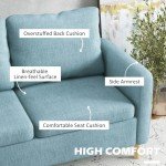 Modern Blue 2-Seater Sofa with Pockets
