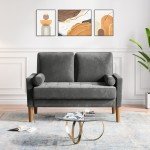 Velvet 2-Seater Sofa with Pillows - Modern Couch