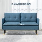 Modern Dark Blue Upholstered Two-Seater Sofa