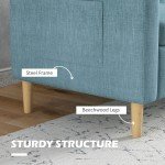 Modern Blue 2-Seater Sofa with Pockets