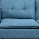 Modern Dark Blue Upholstered Two-Seater Sofa