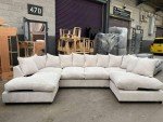 Cozy U-Shape Cream Jumbo Cord Sofa