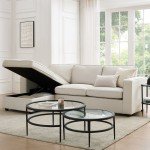 Soho Natural Linen Look Left Storage Chaise Sofa