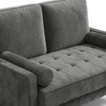 Velvet 2-Seater Sofa with Pillows - Modern Couch