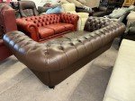Dark Brown Leather Chesterfield 4-Seater Sofa