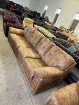 Tan Brown 4-Seater Leather Sofa - 2 Sections