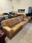 Tan Brown 4-Seater Leather Sofa - 2 Sections