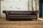 Antique Brown 4-Seater Leather Chesterfield Sofa
