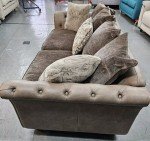 4-Seater Leather Sofa with Fabric Back Cushions