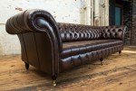 Antique Brown 4-Seater Leather Chesterfield Sofa
