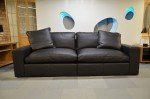 Comfy 4-Seater Black Leather Sofa with Removable Arms