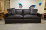 Comfy 4-Seater Black Leather Sofa with Removable Arms