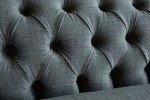 Grey Wool & Antique Tan Leather Chesterfield Sofa