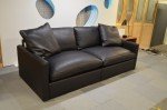 Comfy 4-Seater Black Leather Sofa with Removable Arms