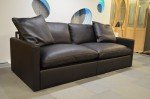 Comfy 4-Seater Black Leather Sofa with Removable Arms
