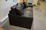 Comfy 4-Seater Black Leather Sofa with Removable Arms