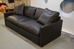 Comfy 4-Seater Black Leather Sofa with Removable Arms