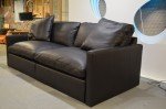 Comfy 4-Seater Black Leather Sofa with Removable Arms