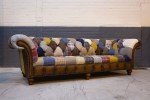 Large Multi-Color Patchwork Leather Chesterfield Sofa