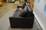 Comfy 4-Seater Black Leather Sofa with Removable Arms