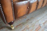 Antique Tan Leather 4-Seater Chesterfield Sofa