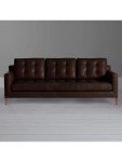 Nature Brown 4-Seater Leather Sofa with Dark Legs