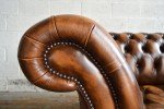 Antique Tan Leather 4-Seater Chesterfield Sofa
