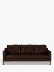 Nature Brown 4-Seater Leather Sofa with Dark Legs