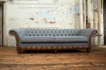 Iron Grey Herringbone 4-Seater Chesterfield Sofa