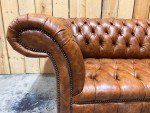 Spacious Vintage Tan Leather Chesterfield Sofa