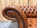 Spacious Vintage Tan Leather Chesterfield Sofa