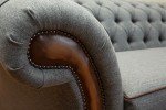 Iron Grey Herringbone 4-Seater Chesterfield Sofa