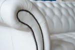 White Full Aniline Leather Chesterfield Sofa - 4 Seater