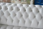 White Full Aniline Leather Chesterfield Sofa - 4 Seater