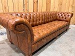 Spacious Vintage Tan Leather Chesterfield Sofa