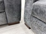 Linara Grey Leather 4-Seater Sofa Set with Armchairs