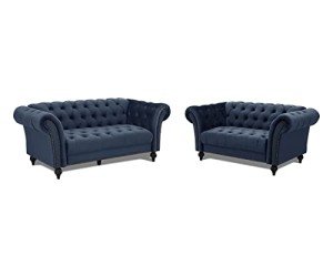 Midnight Blue Velvet Chesterfield Sofa - 2 Seater