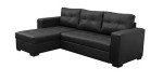 Tommy Black Faux Leather Corner Sofa Bed